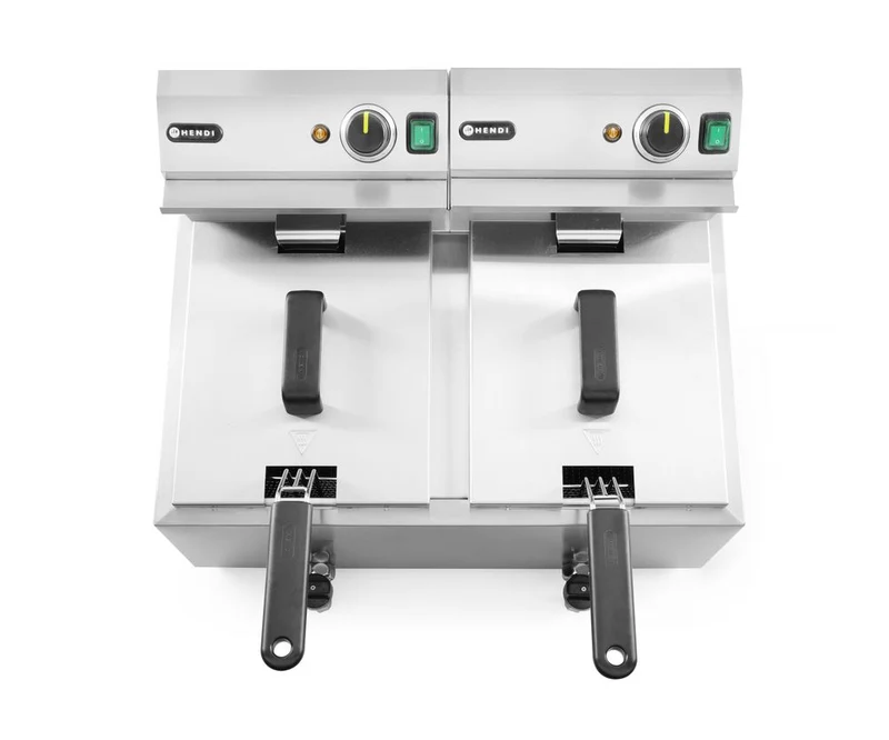 HENDI Fritteuse Profi Line mit Ablasshahn, 2×8 l