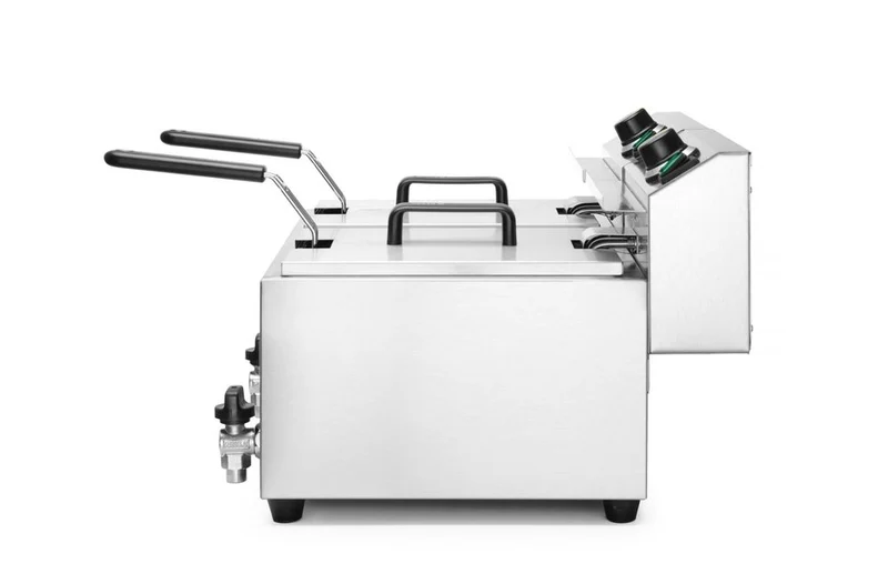 HENDI Fritteuse Profi Line mit Ablasshahn, 2×8 l